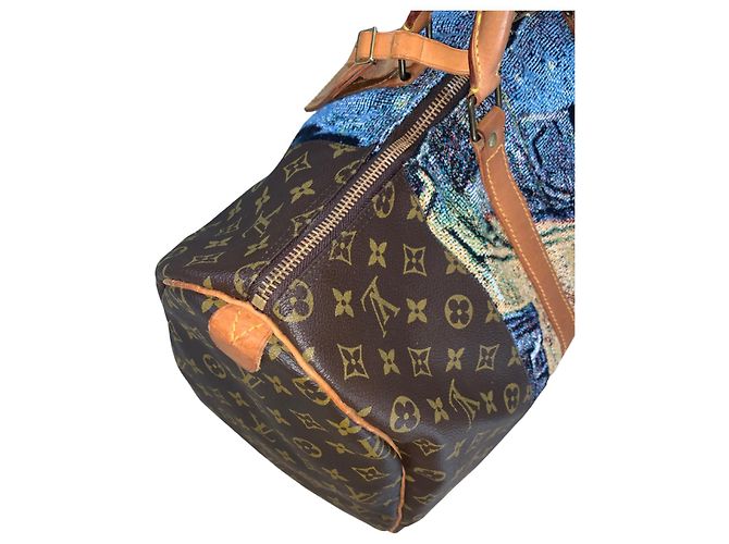Abbesses Louis Vuitton Keepall 50 Van Gogh "Terasse du Café le soir" - Custom Unique Marrone - vista 10