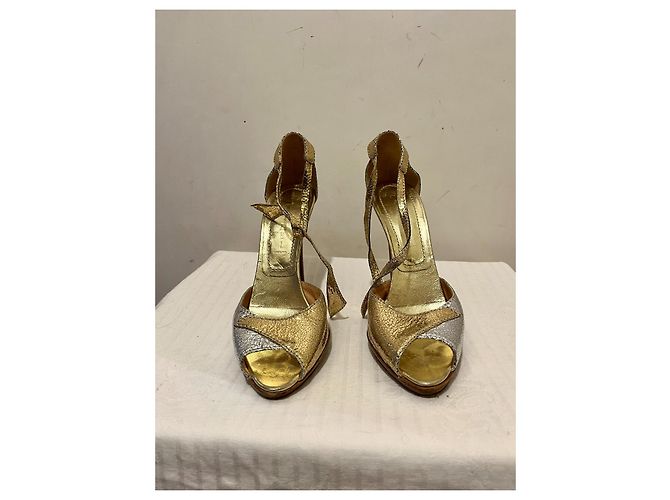 Sandali con tacco oro e argento Casadei D'oro - vista 2