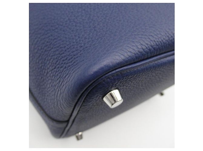 Picotin Bolsa Hermès de couro azul marinho 18 - vista 4