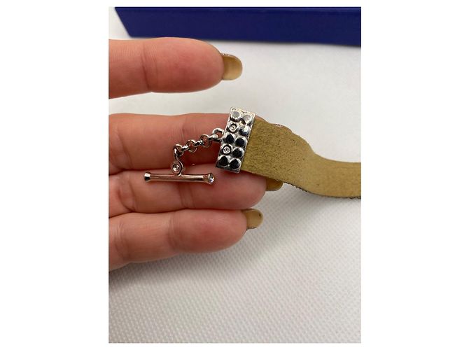 Bracciale Swarovski in Pelle Bianco Beige - vista 5