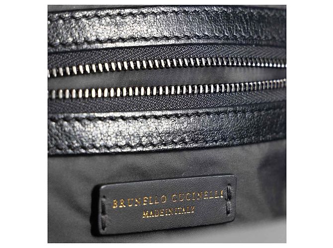 Mochila Brunello Cucinelli Monili em couro preto com contas de cobre - vista 12
