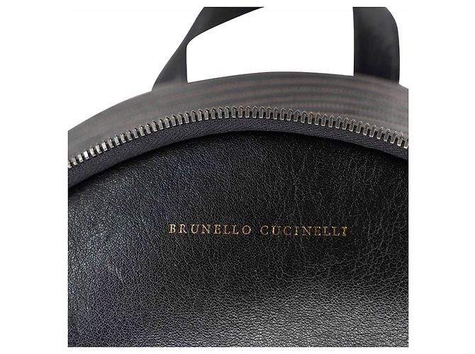 Mochila Brunello Cucinelli Monili em couro preto com contas de cobre - vista 9