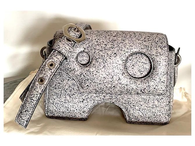Borsa Off White Day in pelle grigia Grigio - vista 2