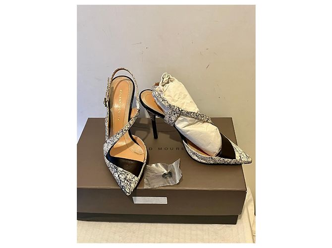 Tacchi Roland Mouret Rabane - serpente d'acqua bianco e nero - vista 2