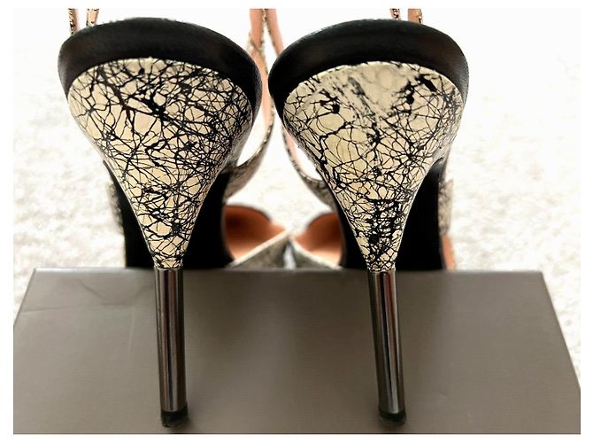 Tacchi Roland Mouret Rabane - serpente d'acqua bianco e nero - vista 7