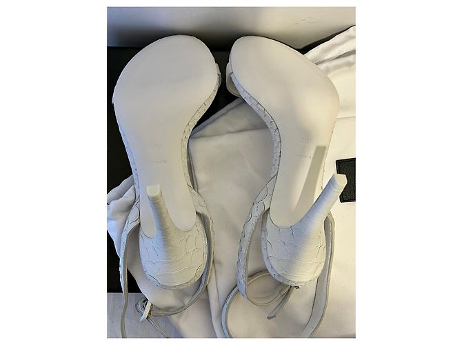 Alexander Wang „Antonia“ Gletscherweiß, Ledersandalen mit Python-Effekt - Ansicht 7