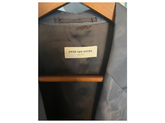 Dries Van Noten Box Jacke Hellblau Baumwolle - Ansicht 2