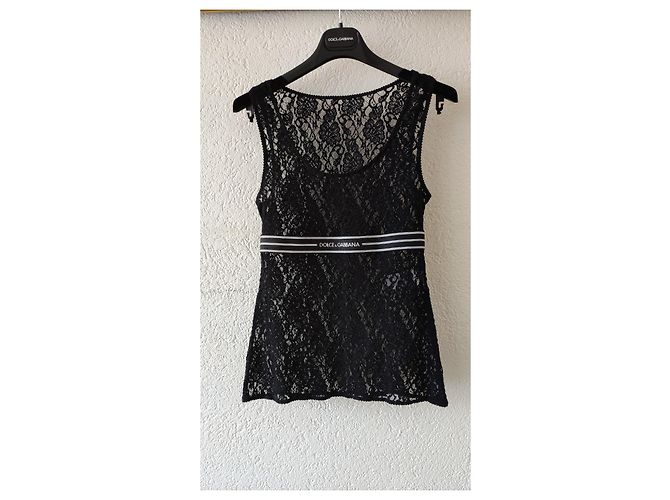 Dolce & Gabbana DOLCE&GABBANA-TOP AUS FLOCKJERSEY MIT DG-LOGO Schwarz - Ansicht 2
