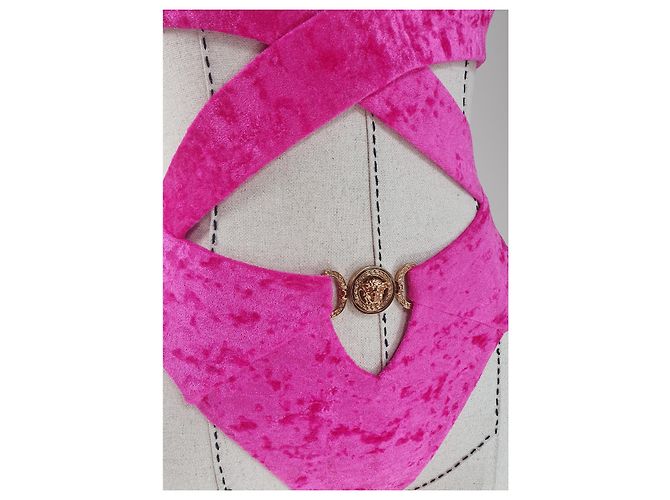 Versace Einteiliger Badeanzug aus Velours mit Ausschnitten Fuchsia Fuschia - Ansicht 5