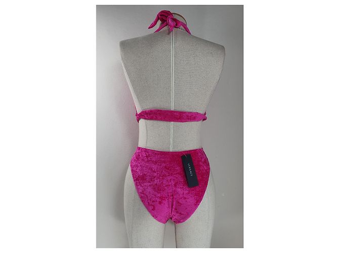 Versace Einteiliger Badeanzug aus Velours mit Ausschnitten Fuchsia Fuschia - Ansicht 7