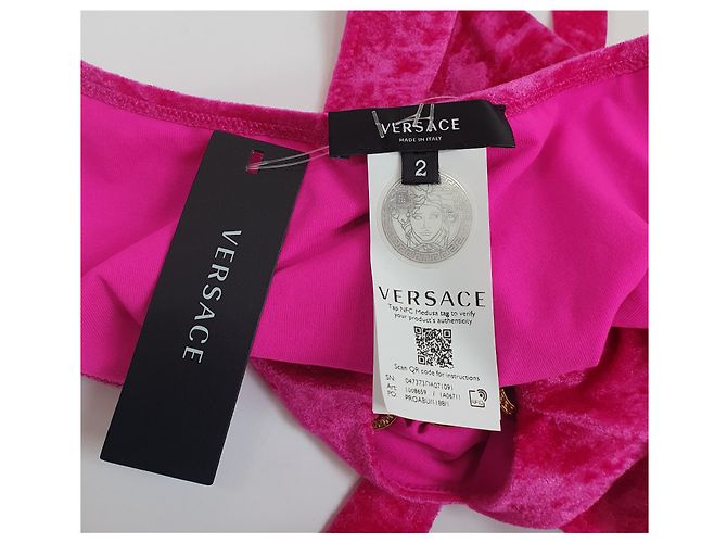 Versace Einteiliger Badeanzug aus Velours mit Ausschnitten Fuchsia Fuschia - Ansicht 8