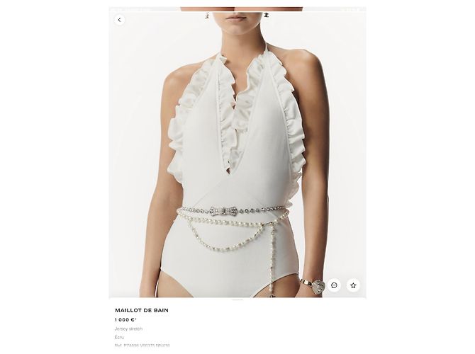 Chanel Neues Badeanzug-CC-Logo Creme - Ansicht 8