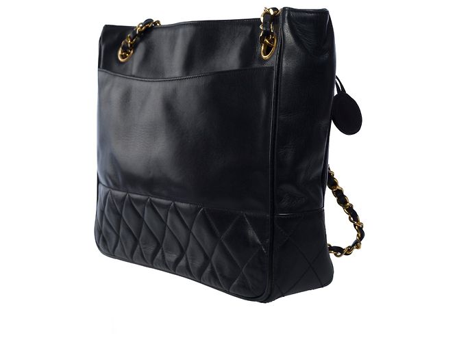 Timeless BOLSA CLÁSSICA CHANEL SHOPPING EM COURO MARINHO -101012 - vista 3