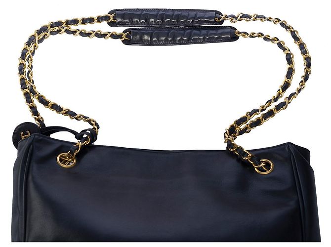 Timeless BOLSA CLÁSSICA CHANEL SHOPPING EM COURO MARINHO -101012 - vista 8