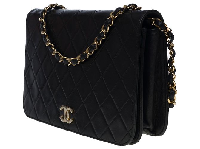 Timeless CHANEL Umhängetasche mit voller Klappe aus schwarzem Leder - 100596 - Ansicht 3