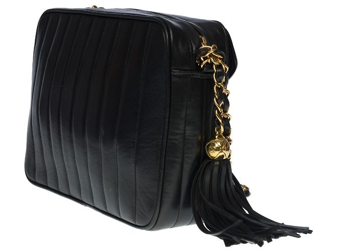 CHANEL camera shoulder bag in black leather - 100544 - view 4