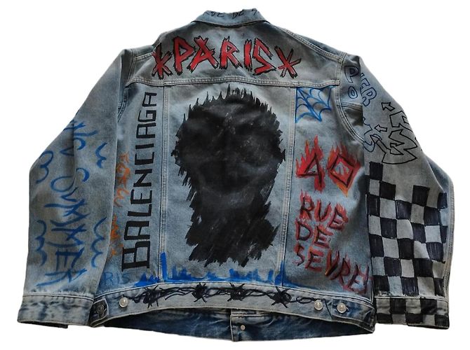 Giacca Balenciaga Graffiti in Denim - vista 2