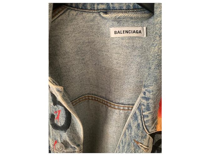 Giacca Balenciaga Graffiti in Denim - vista 3