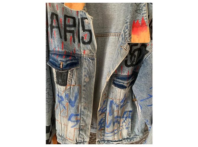 Giacca Balenciaga Graffiti in Denim - vista 5