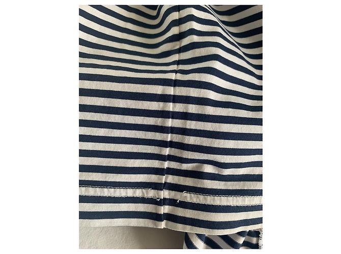 T-shirt a righe in cotone Courreges Bianca e Blu Bianco Blu navy - vista 9