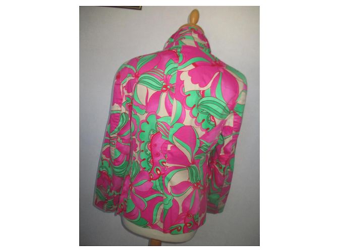 Terninho Escada Fuchsia Verde Branco Algodão Tamanho 38 Multicor - vista 2