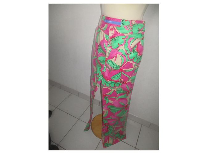 Terninho Escada Fuchsia Verde Branco Algodão Tamanho 38 Multicor - vista 5