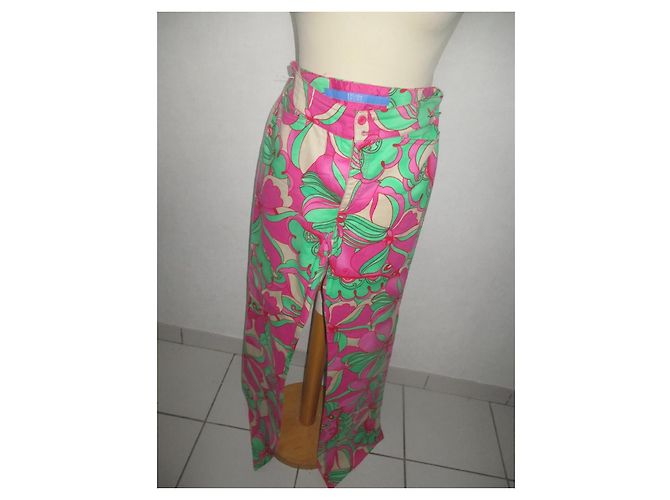 Terninho Escada Fuchsia Verde Branco Algodão Tamanho 38 Multicor - vista 7
