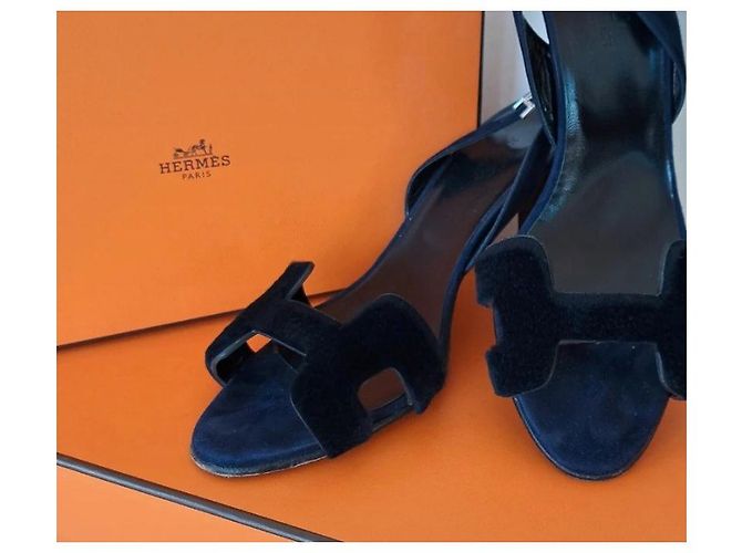 Hermès Sandali da notte 9 Visone rasato Nero Blu navy - vista 11