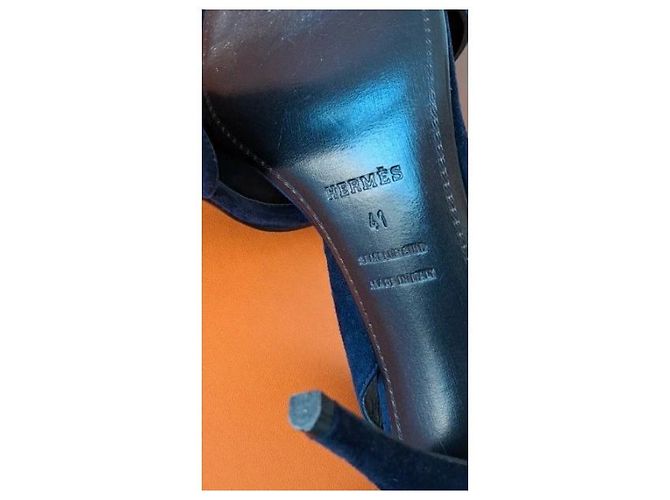 Hermès Sandali da notte 9 Visone rasato Nero Blu navy - vista 8
