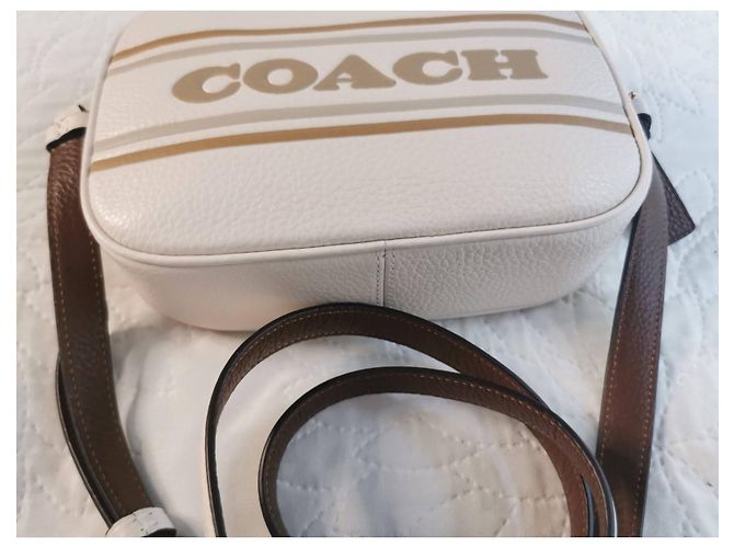 Borsa a tracolla Coach in pelle bianca ecru Beige Cachi Bianco sporco Marrone chiaro - vista 17