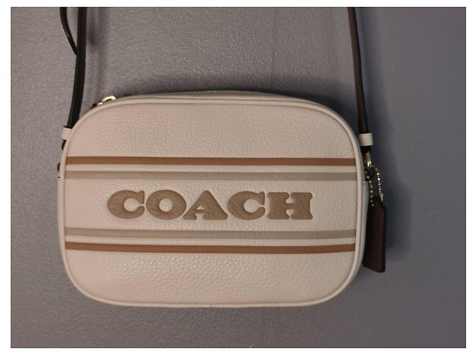 Borsa a tracolla Coach in pelle bianca ecru Beige Cachi Bianco sporco Marrone chiaro - vista 2