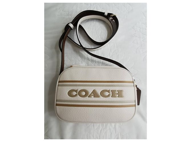 Borsa a tracolla Coach in pelle bianca ecru Beige Cachi Bianco sporco Marrone chiaro - vista 4
