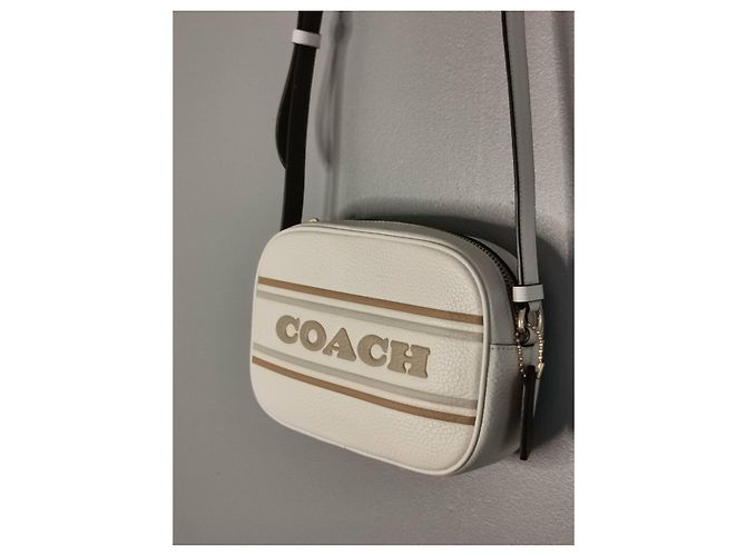 Borsa a tracolla Coach in pelle bianca ecru Beige Cachi Bianco sporco Marrone chiaro - vista 5