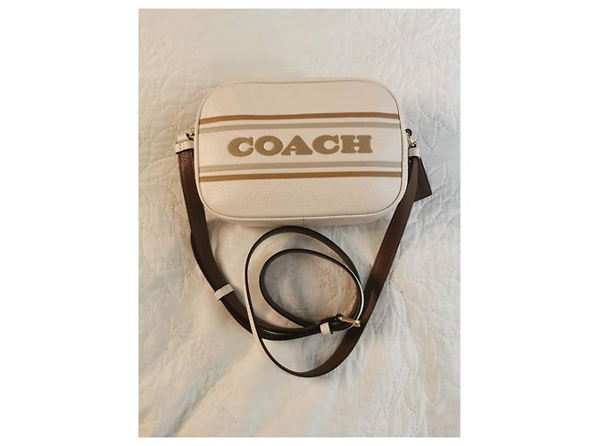 Borsa a tracolla Coach in pelle bianca ecru Beige Cachi Bianco sporco Marrone chiaro - vista 7