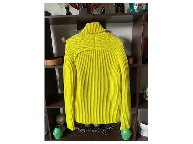 Louis Vuitton Rollkragenpullover mit grobem Rippstrick-Schlitz, Gelb - Ansicht 2