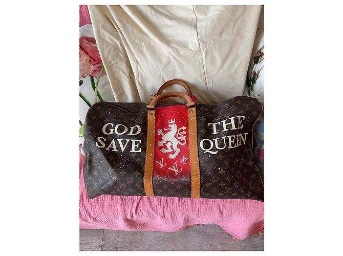 Louis Vuitton Keepall dio salvi la regina Marrone scuro - vista 2