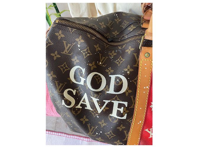 Louis Vuitton Keepall dio salvi la regina Marrone scuro - vista 8