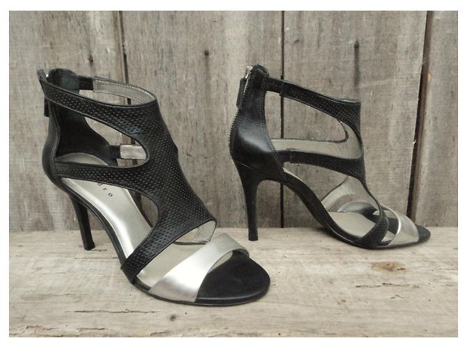Sandali Sandro in pelle neri e argento 40 Nero - vista 2
