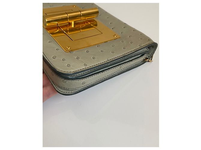 Borsa a Spalla Tom Ford Natalia Pelle di Struzzo Menta - vista 7