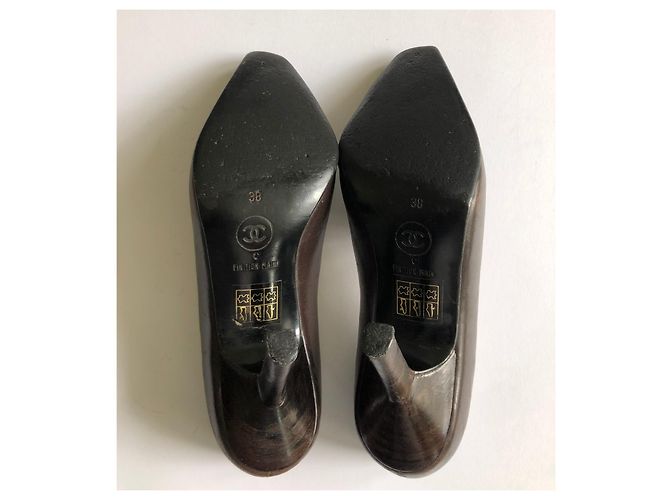 Chanel Tacchi mocassino marrone scuro - vista 13