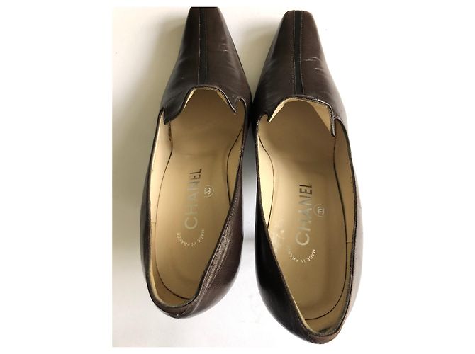 Chanel Tacchi mocassino marrone scuro - vista 14
