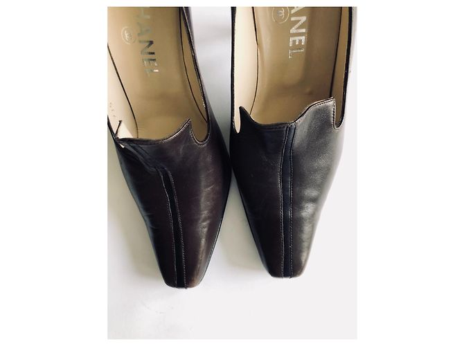 Chanel Tacchi mocassino marrone scuro - vista 18
