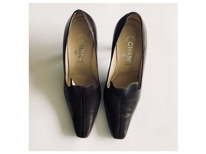 Chanel Tacchi mocassino marrone scuro - vista 2