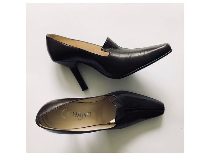 Chanel Tacchi mocassino marrone scuro - vista 4