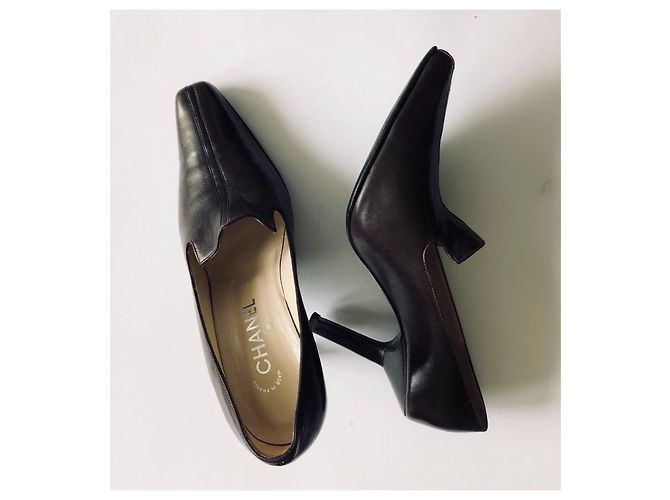 Chanel Tacchi mocassino marrone scuro - vista 5