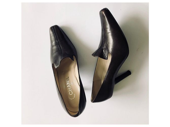 Chanel Tacchi mocassino marrone scuro - vista 6