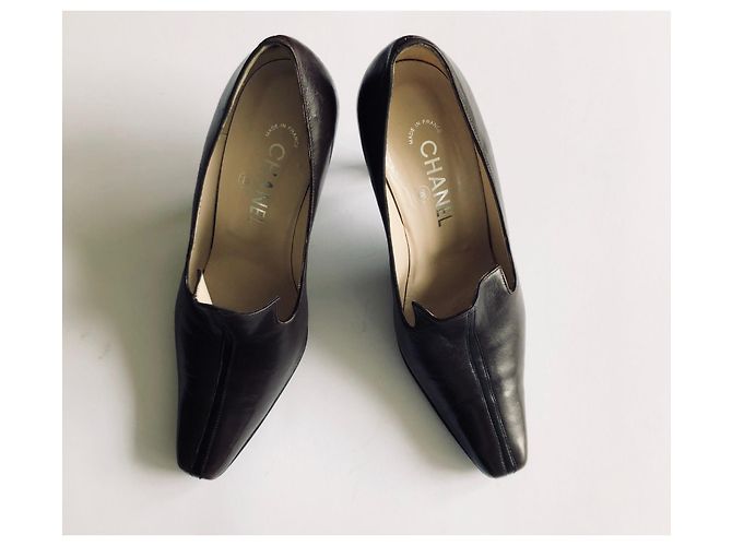Chanel Tacchi mocassino marrone scuro - vista 7