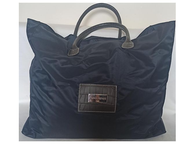 Franck Namani XXL Tote Bag Navy Blue Canvas Leder Marineblau - Ansicht 4
