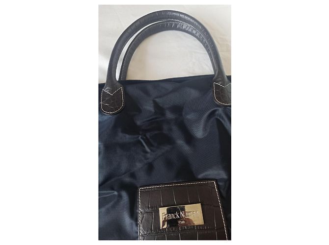Franck Namani XXL Tote Bag Navy Blue Canvas Leder Marineblau - Ansicht 7