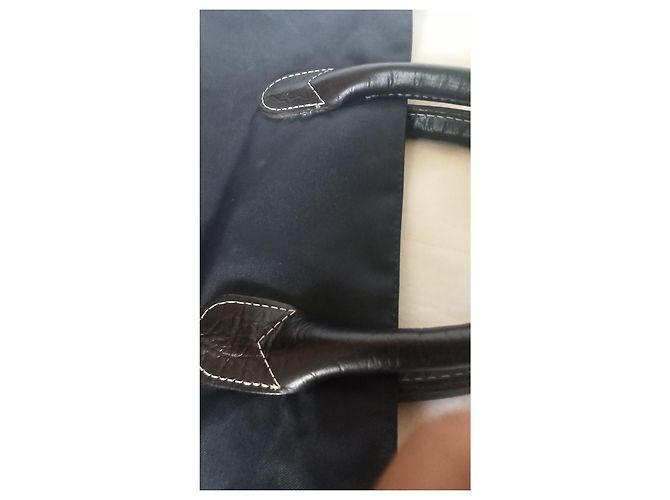 Borsa Tote Franck Namani Blu Notte in Tela e Pelle Blu scuro - vista 3